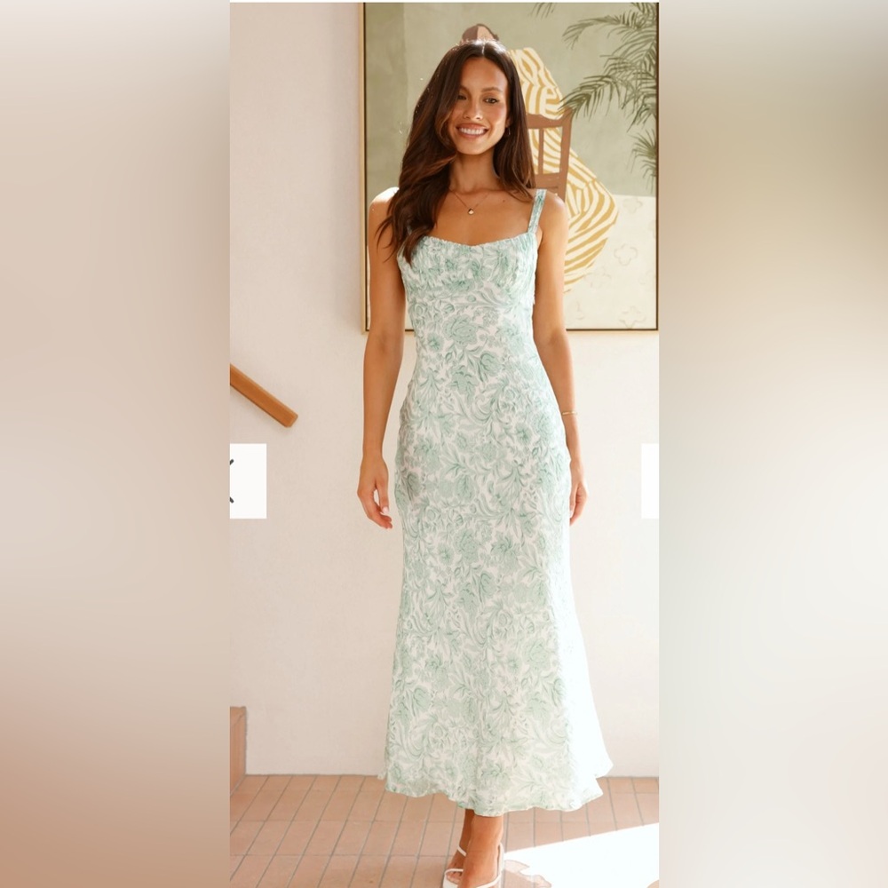 Chic Mint Green Patterned Maxi Dress